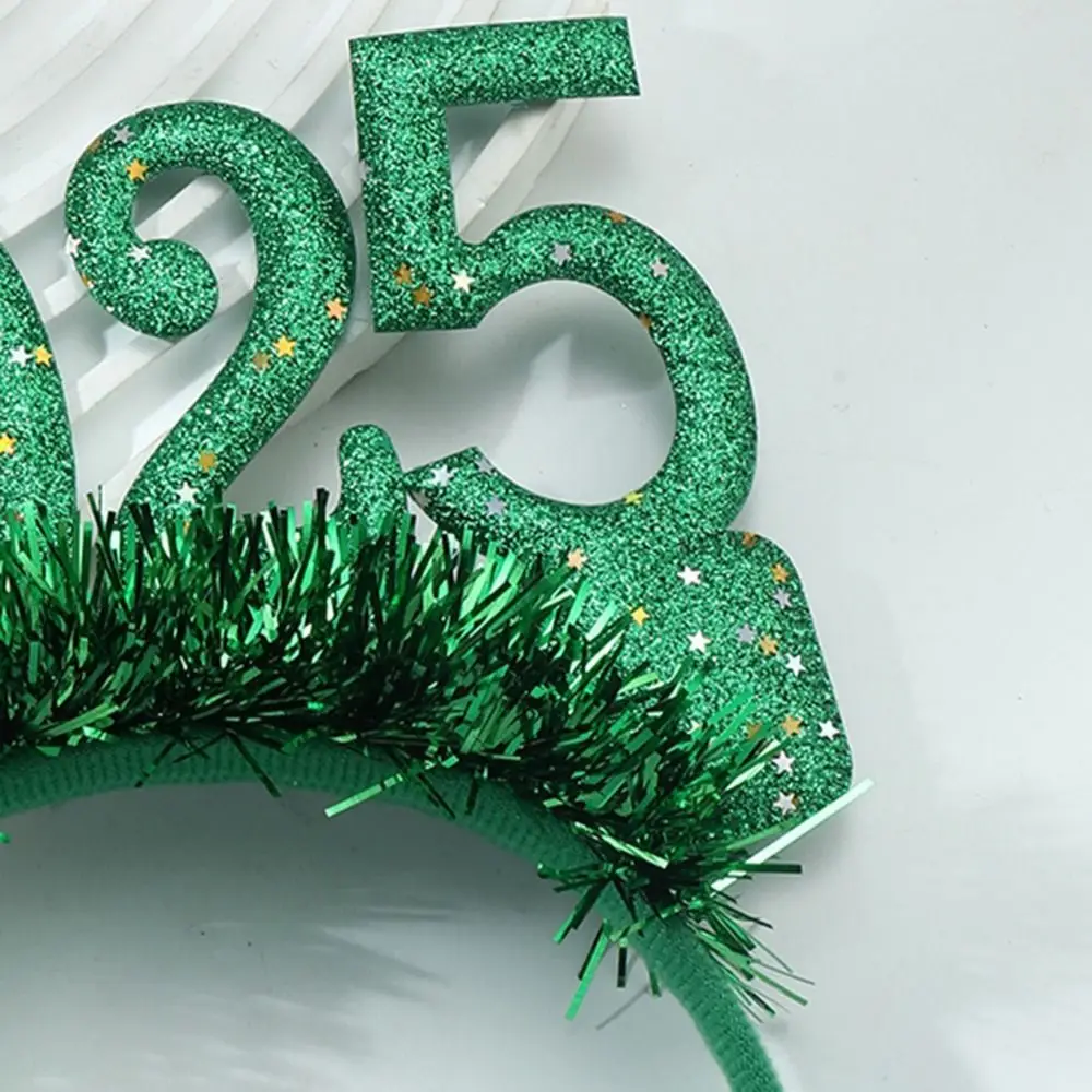 Sequin 2025 Happy New Year Headband Letter Plastic Christmas Headpiece Christmas Supplies Photographic Headwear