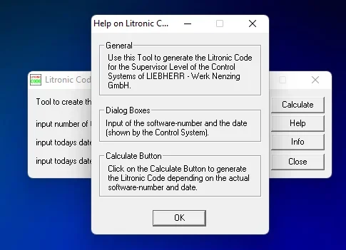 Liebherr Liccon 1 & 2 Day Code Calculator for Service Level 1, 2, 3