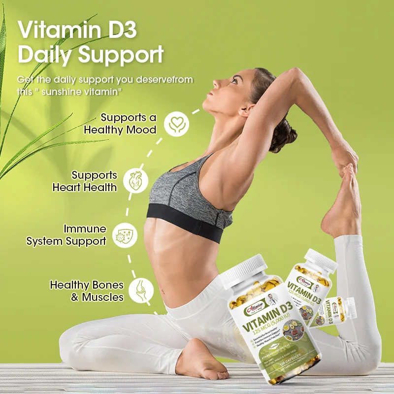 Alliwise Vitamin D Supplement - Immune Support, Healthy Muscle Function & Bone Health, Vitamin D3 Capsules 5000 IU