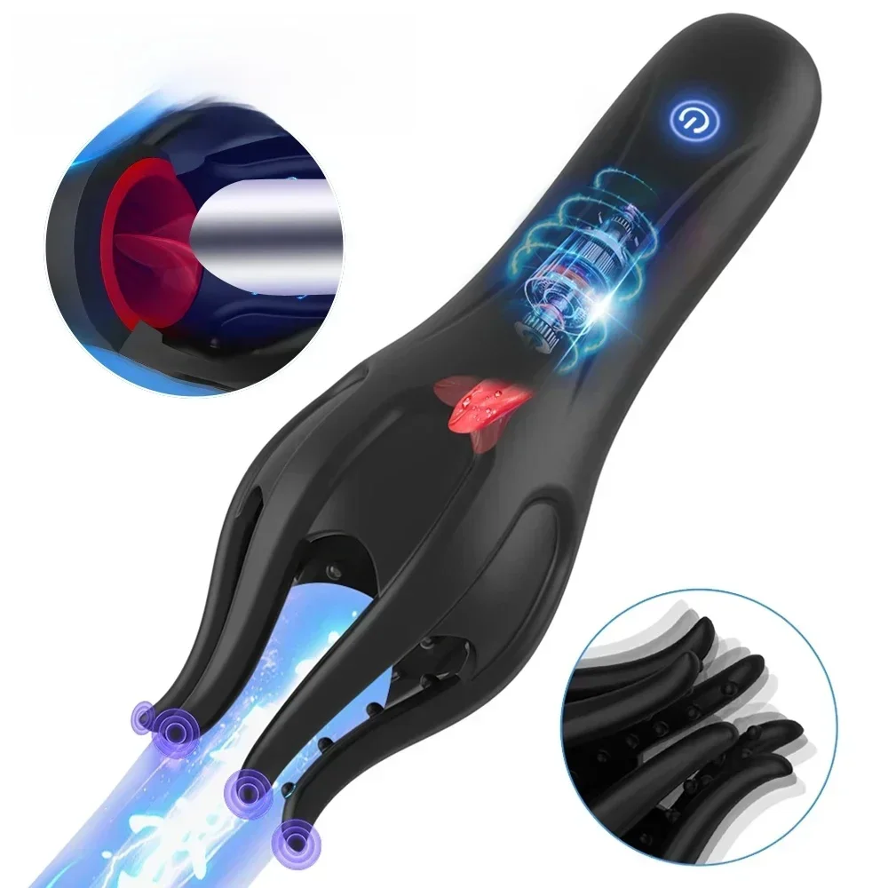 3 IN 1 Male Masturbator for Men Glans Vibrating Tongue Licking Delays Ejaculation Endurance Training Male   Toys