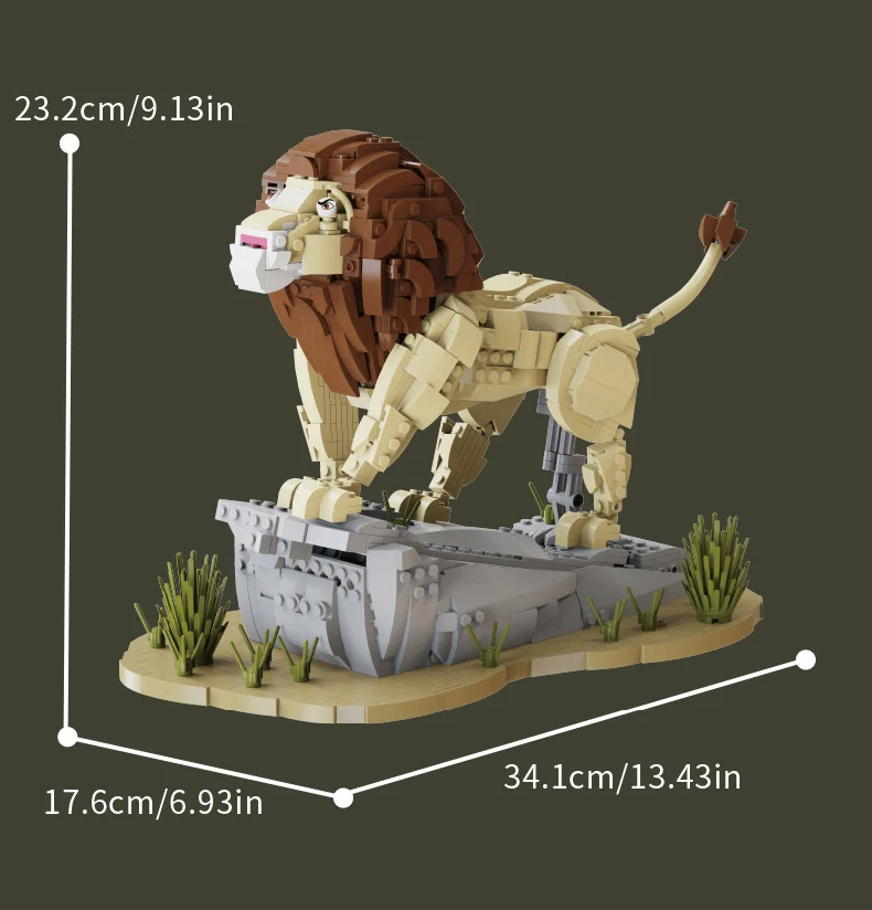 Idea Animals Moc Bausteine Konstruktionsset Löwenkönig Modell Lernspielzeug Bausteine-Sammlung für Kinder Geschenke Heimdekoration – Detail 5