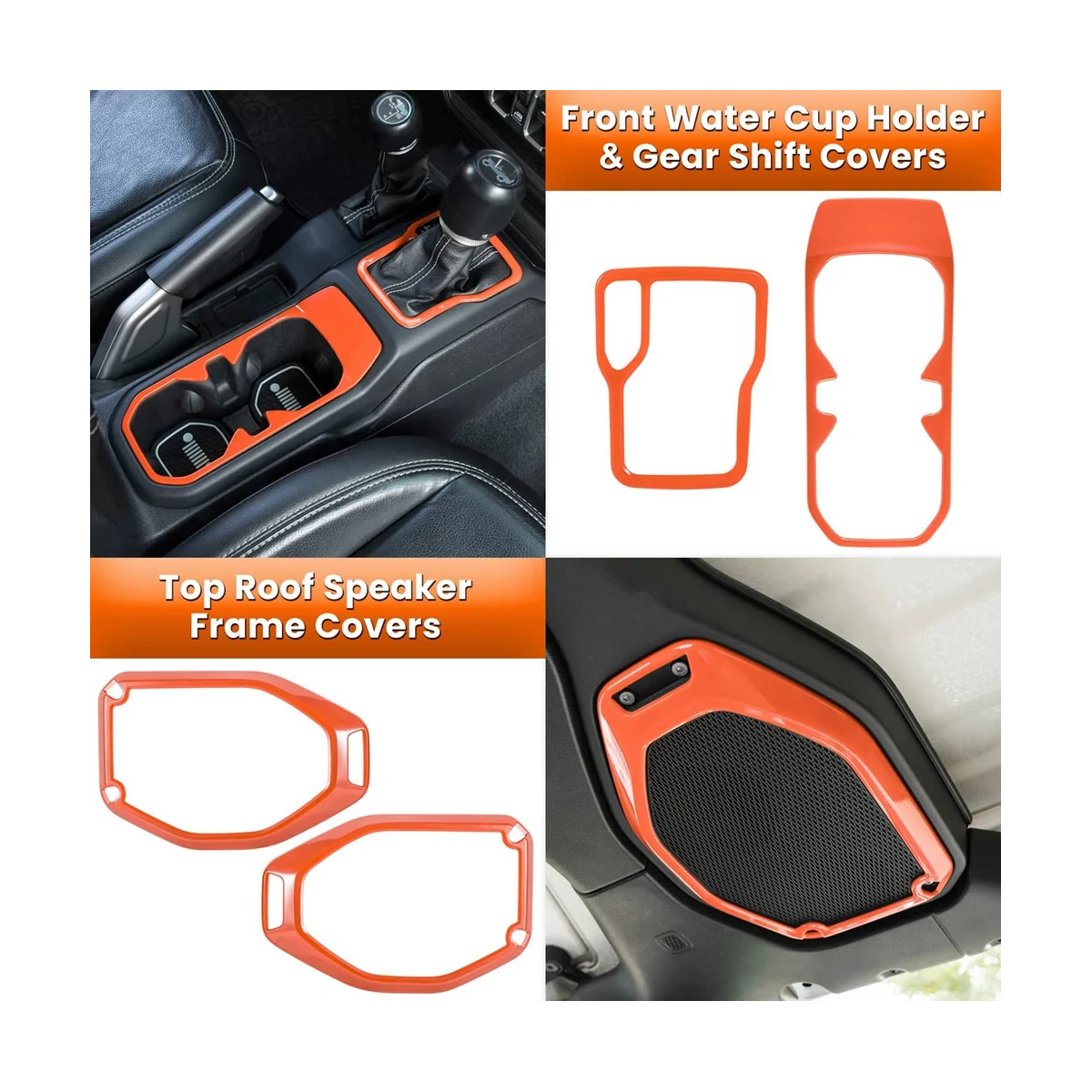 23PCS Full Interior Decoration Trim Kit for Jeep Wrangler JL Gladiator JT 2018-2023 Accessories (Orange)