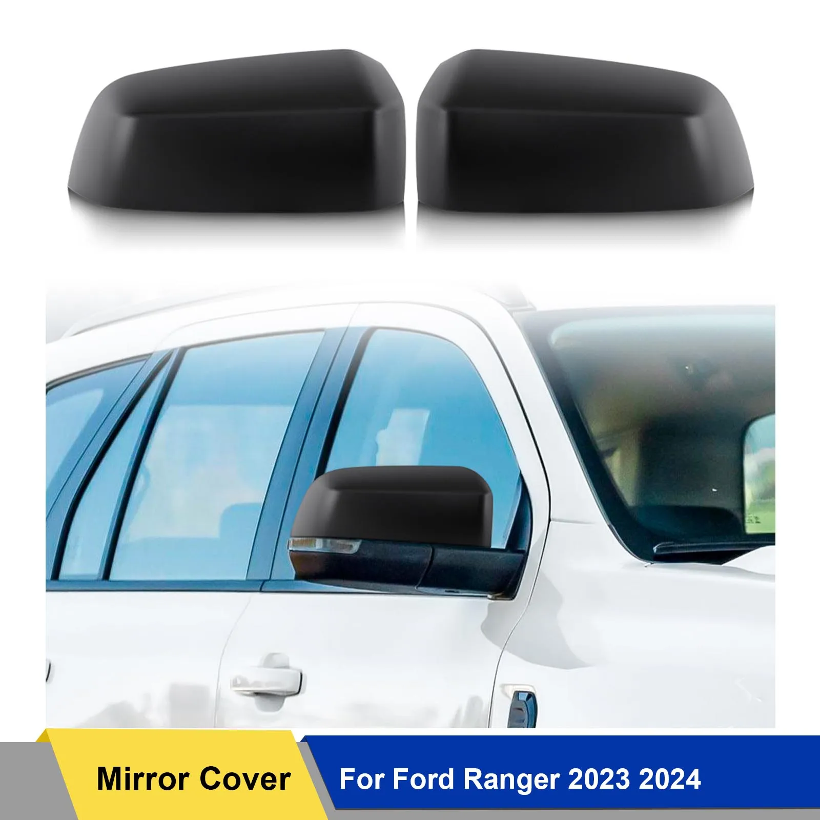 Matte Black Side Mirror Cover For Ford Ranger 2023 2024 T9 Wildtrak XLT XLS XL LIMITED SPORT Car Next Gen Accessories