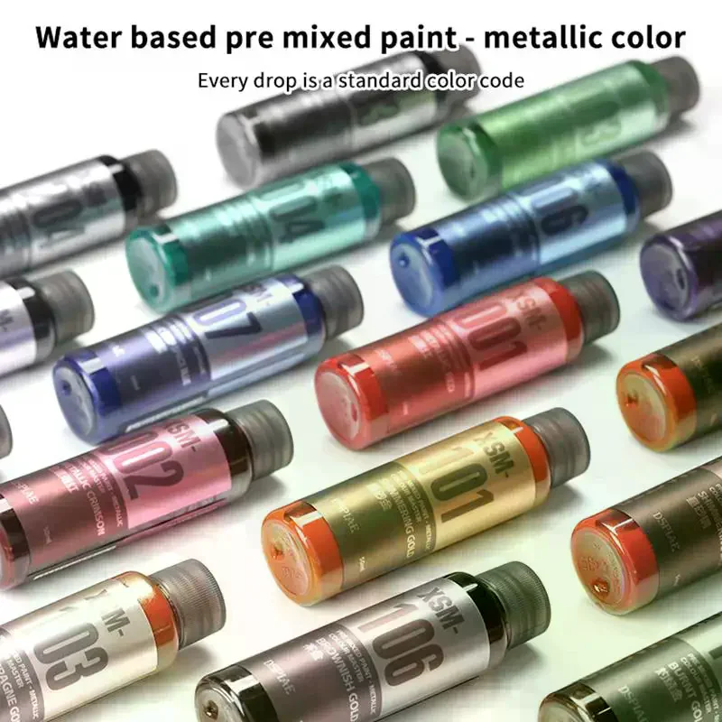 50ml Water Based Pre Mixed Paint-Metal Color For Scale Model Building Tools Airbrush Spraying Assembly