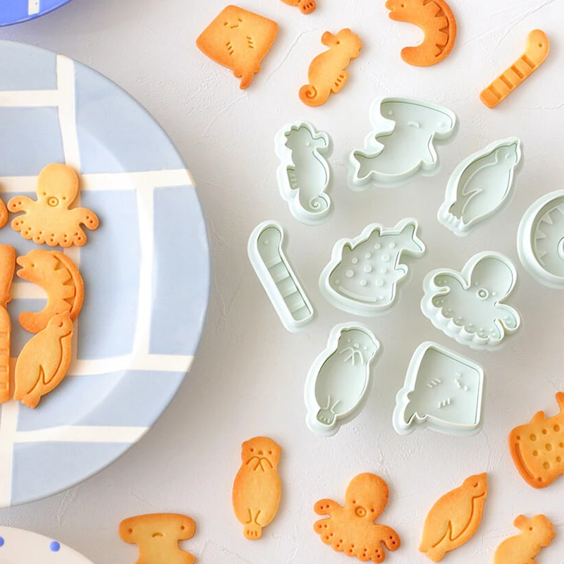 3Pcs Ocean Seahorse Octopus Cookie Cutters Children\'s Pastry Molds Birthday Party Decoration DIY Cake Biscuit Baking supplies