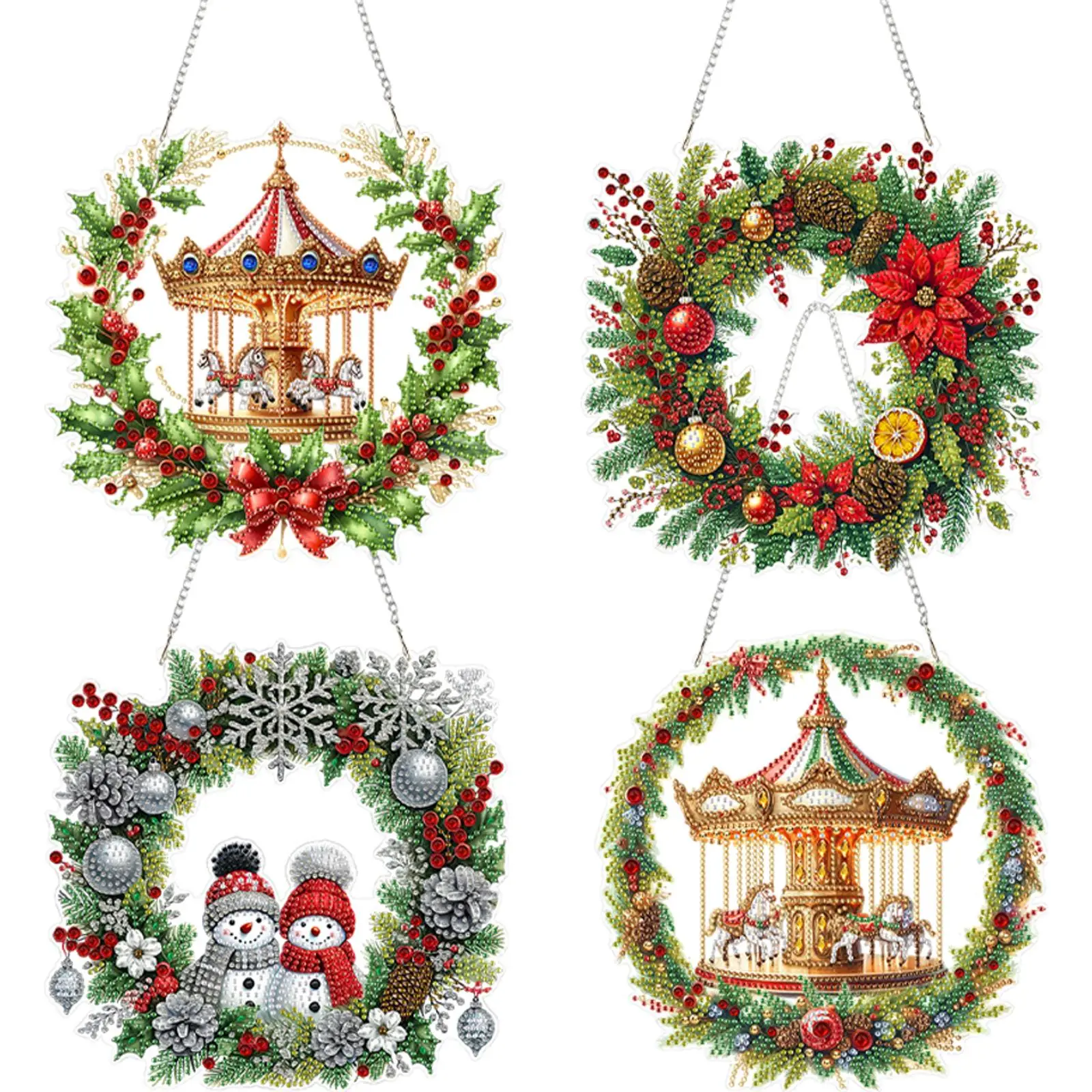 

2D Flat Acrylic DIY Hanging Diamond Art Kits Diamond Painting Set Rhinestone Diamond Art Window Pendants Wall Door Decoration