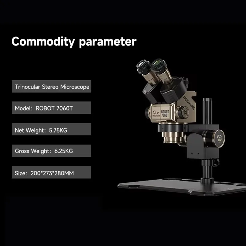 7060T-TG مجهر ستيريو ثلاثي العينيات 7X-60X تكبير مستمر WF10X25 لأدوات مجهر إصلاح الهاتف المحمول #6
