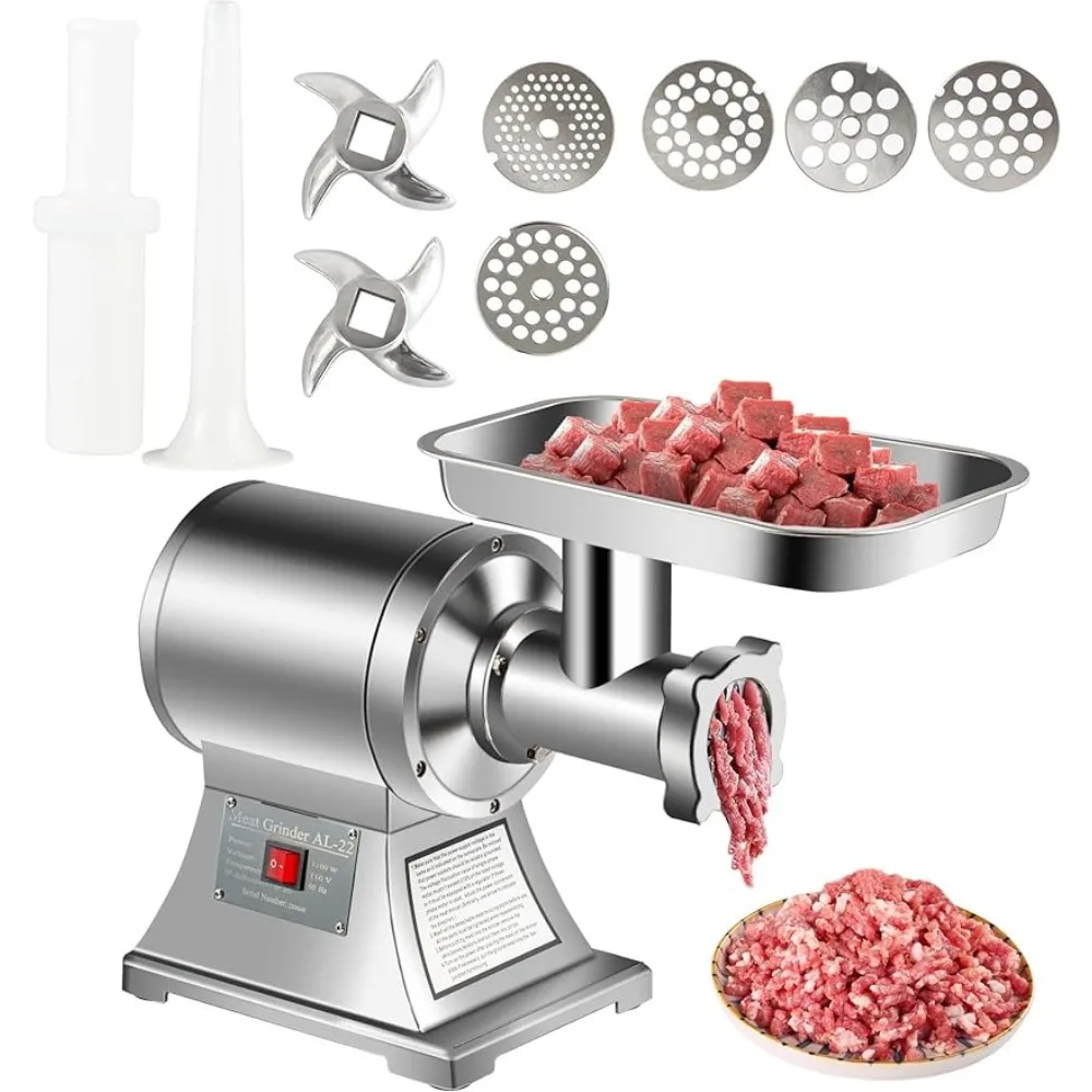 

110V Commercial Stainless Steel,1100W powerful motor,551 Lbs/H,193 R/Min Electric Meat Grinder,slivery,Provide 2 grinding discs