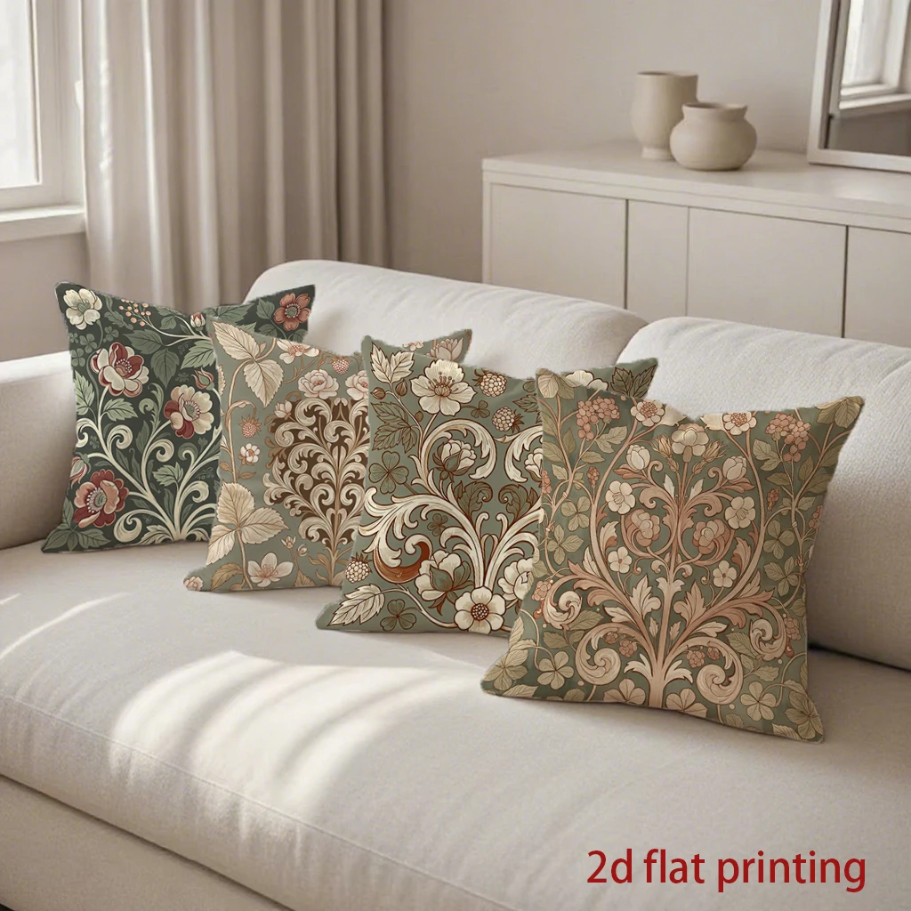 Vintage Floral Pillow Covers Pattern Cushion Cover Suitable for Sofa Bedroom Car Pillow Cover
