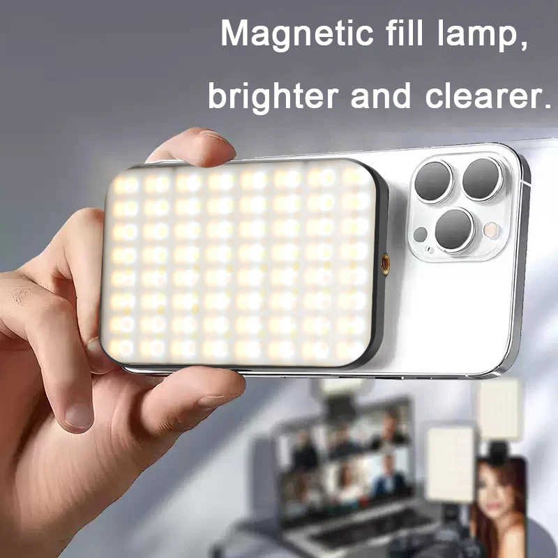 

Mini Magnetic Phone Selfie Fill Lights 1800mAh Rechargeable Rotatable 3 Color Modes Adjustable Brightness Photography LED Light