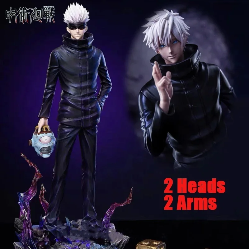 Jujutsu Kaisen Anime Figures Gk Satoru Gojo Figure 2 Heads 2 Arms Satoru Gojo Figurine Pvc Statue Collection Model Doll Toys