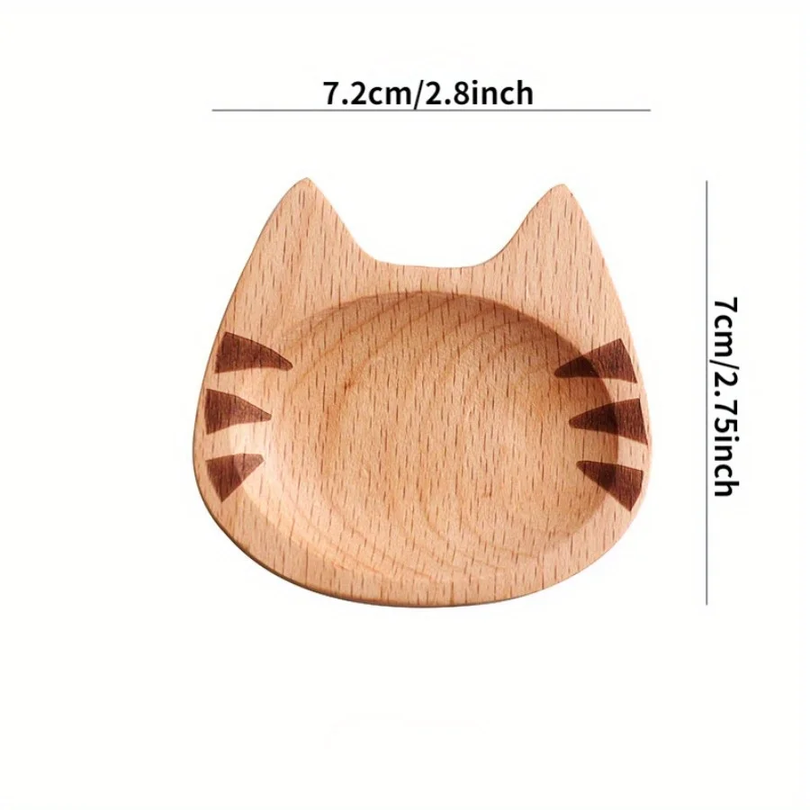 1PC Cute Cat Seasoning Dish Dumpling Sauce Dish Japanese Flavor Beech Wood Cartoon Creative Home Kitchen Daily Necessities