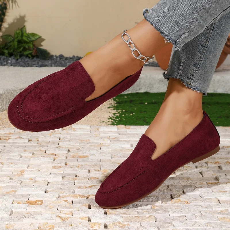 Modische, heiß begehrte, sexy flache Schuhe für Damen, Frühling und Herbst, neue runde Zehenpartie, einfache und bequeme Freizeitschuhe. – Detail 6