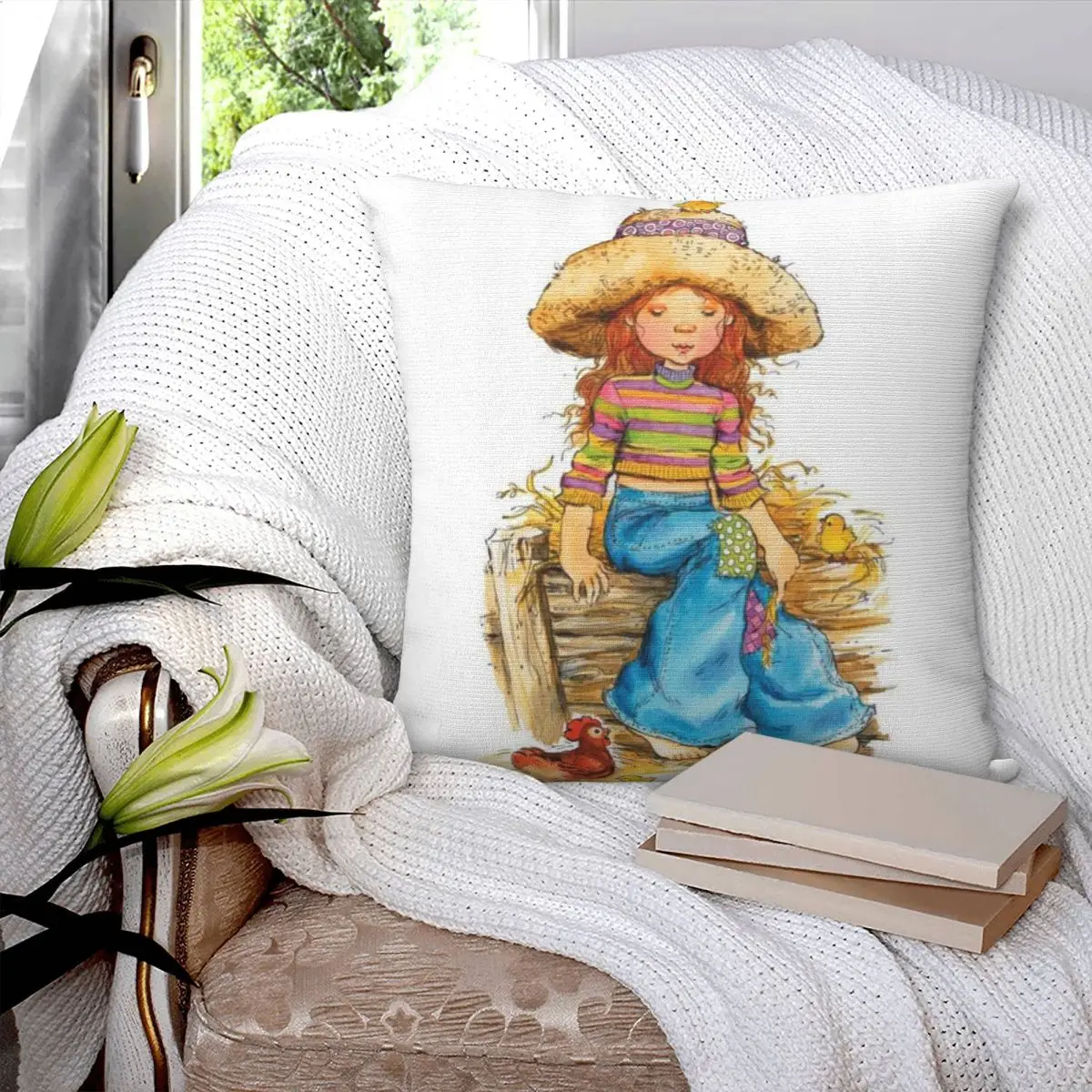 Sarah Kay Swing Girl Square Pillowcase Pillow Cover Polyester Cushion Decor Comfort Throw Pillow for Home Sofa