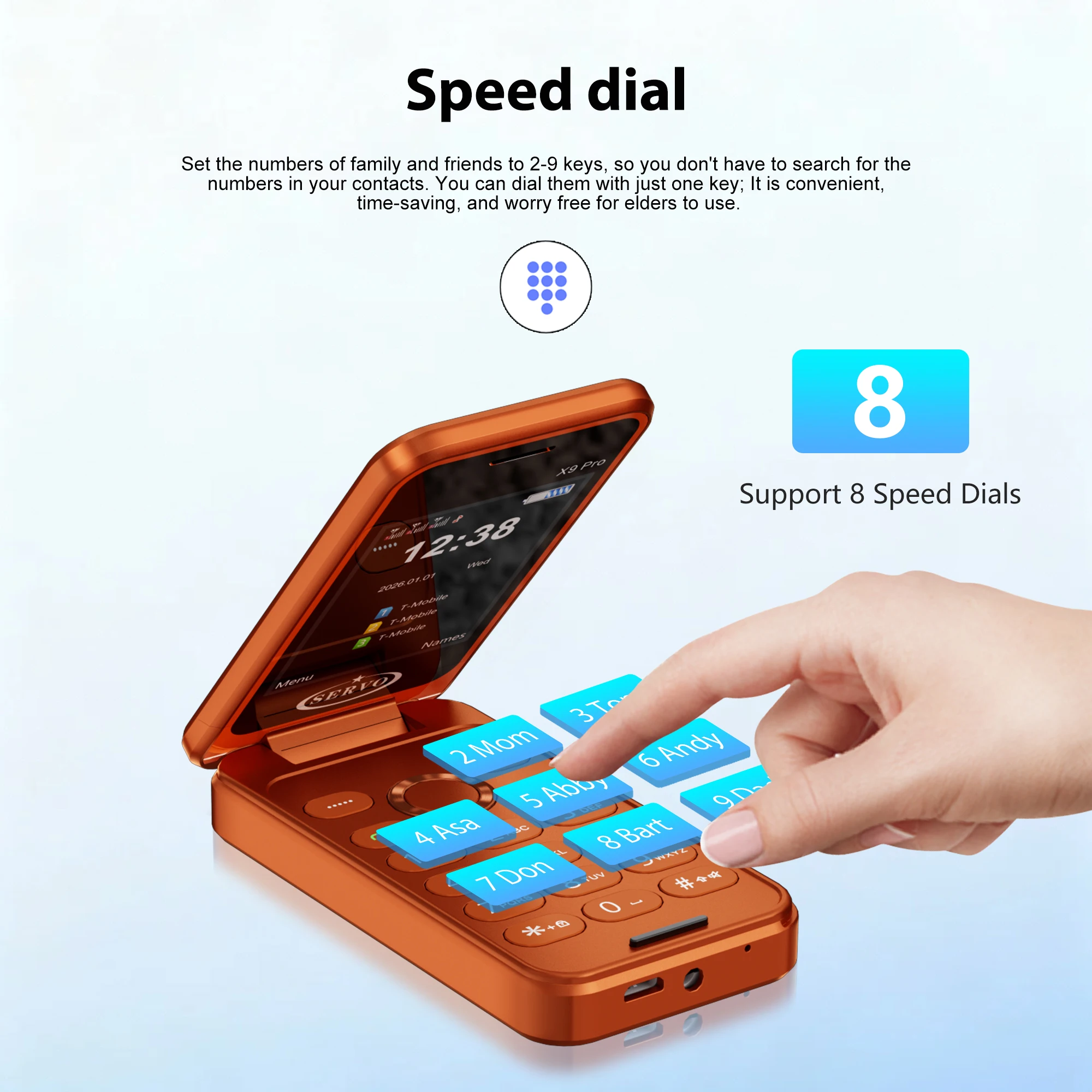 NEW SERVO X9 PRO Flip Mobile Phone 3 SIM Standby Blacklist Magic Voice Speed Dial MP4 Player FM Radio 2G GSM Foldable Cellphones