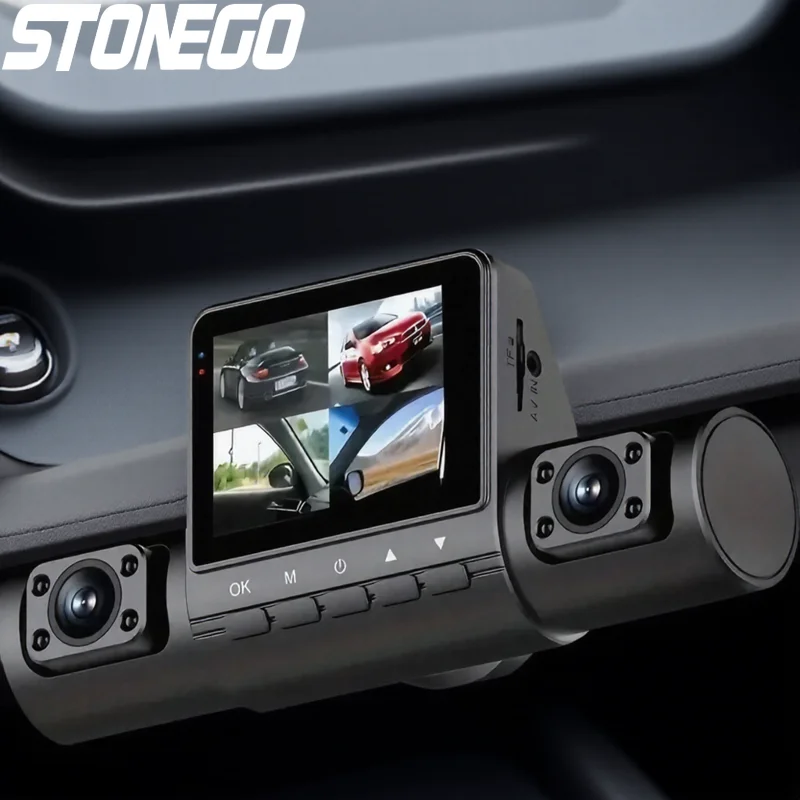 

Видеорегистратор с 4 объективами, Full HD 1080P, широкоугольный, с циклической записью, IPS-экран, управление кнопками, поддержка подключения к ноутбуку