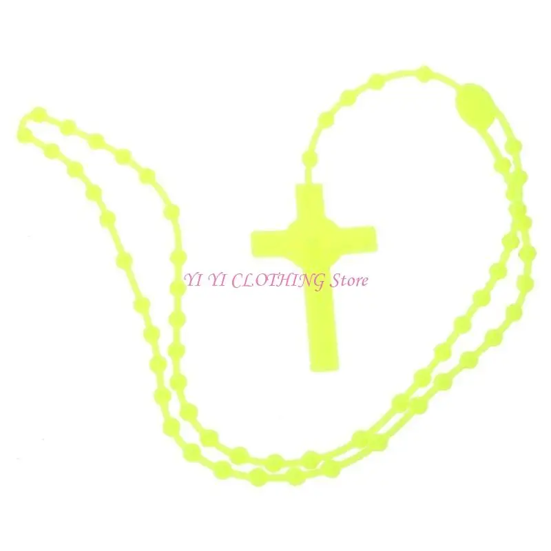 N5KF N5KF Rosary Beads Luminous Noctilucent Necklaces Glowing Rosary Necklaces for Daily - Aliexpress Deal