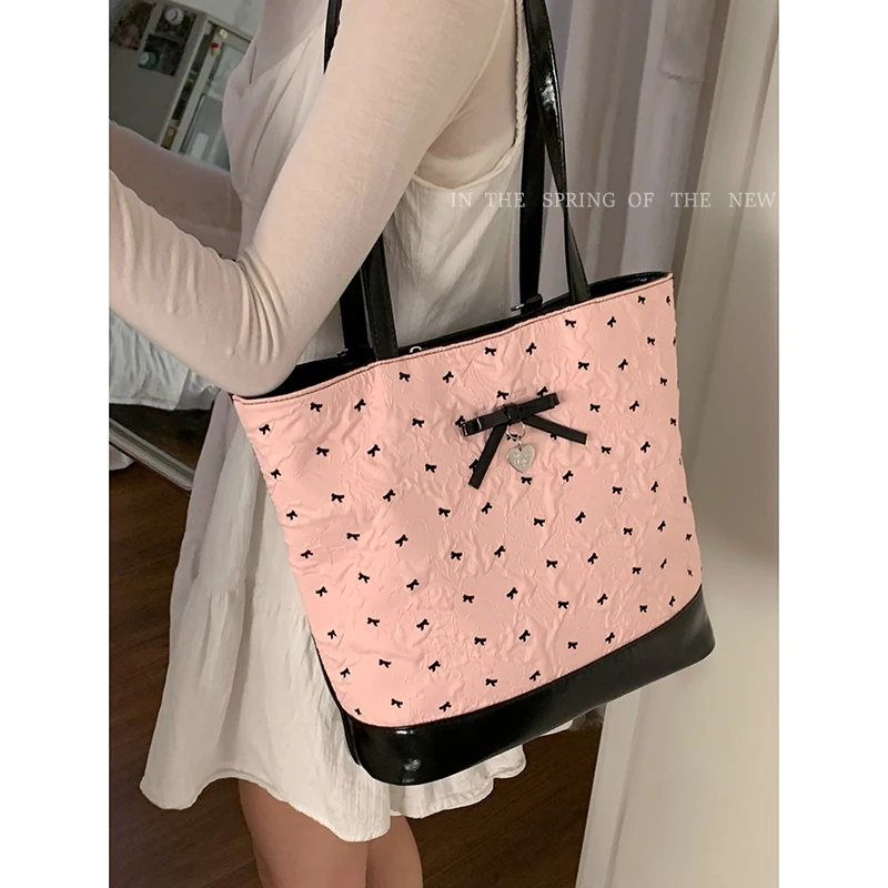 

Sweet Bow Tote Bag Women's 2025 New Fashion College Style Large Capacity Backpack