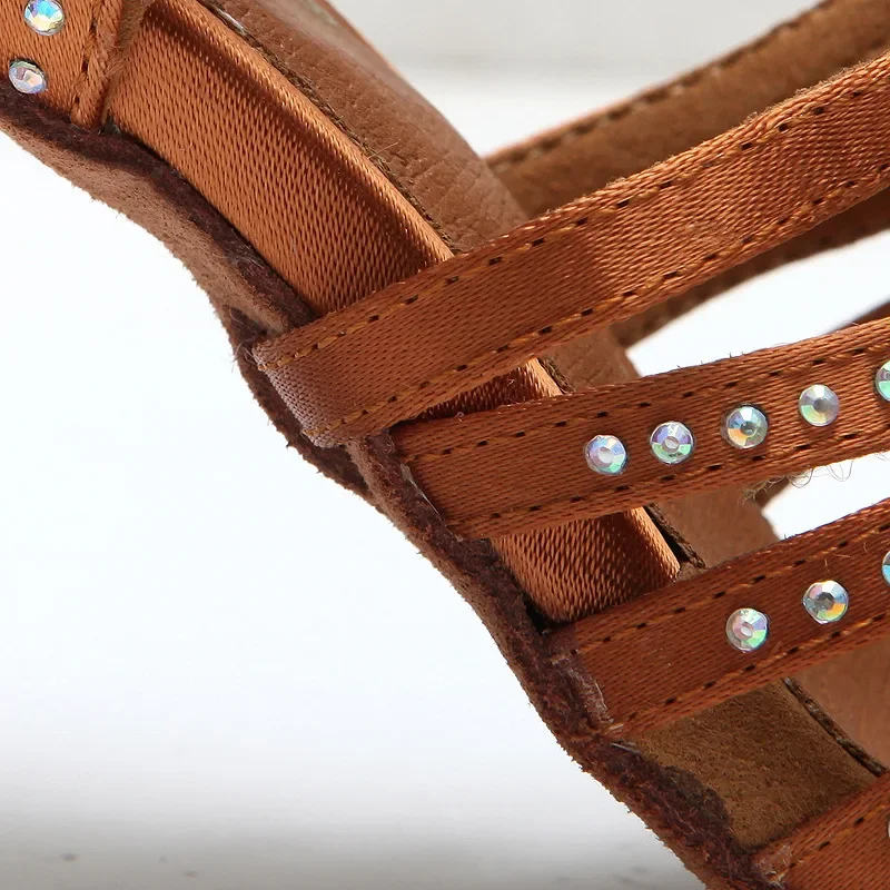 2024 marca bronze preto cetim dança latina sapato feminino strass companheiro sapato salsa festa de salão pólo sapatos de dança