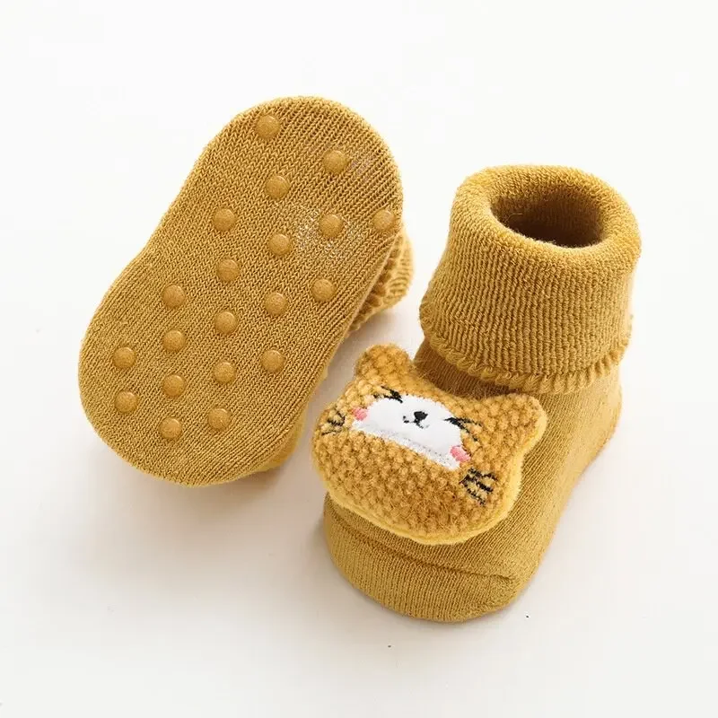 Cute Cartoon Baby Girl Boys Socks Non-Slip Soft Warm Winter Autumn Rabbit Bear Toddler Indoor Floor Socks for Kids 1-3 Years Old