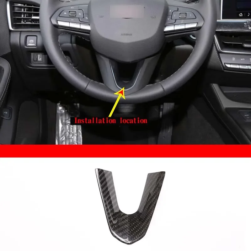 For Cadillac CT5 real carbon fiber car steering wheel U-shaped frame decorative cover sticker interior decoration accessories