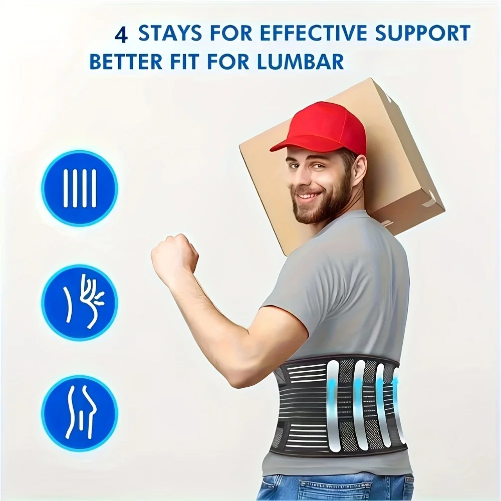 Picture 7: Compression Waist Support Belt with 5 Reinforced Support Plates, Breathable Mesh Back Support, And Adjustable Elastic Compressio