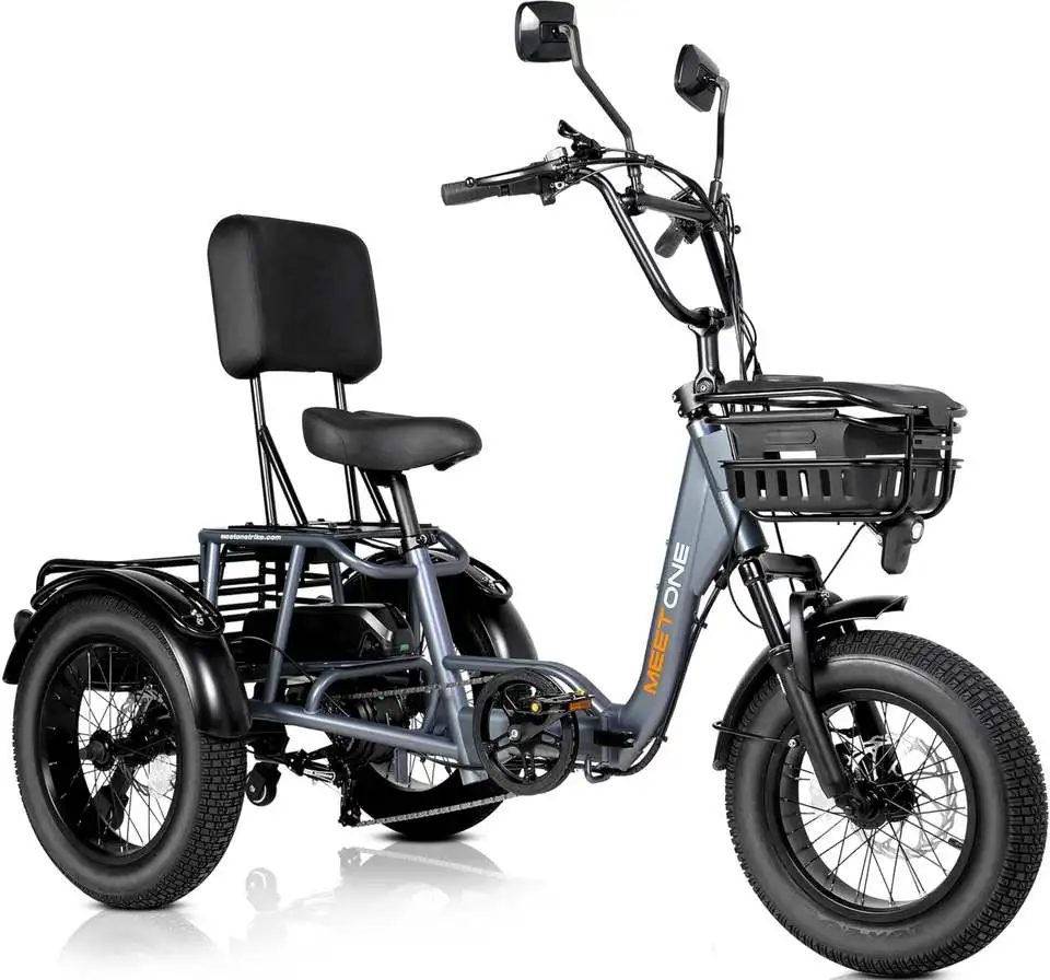 

Оптовая продажа складных электрических трициклов с 4.0-дюймовыми широкими шинами, 3-колесный электрический грузовой велосипед с широкими шинами для взрослых