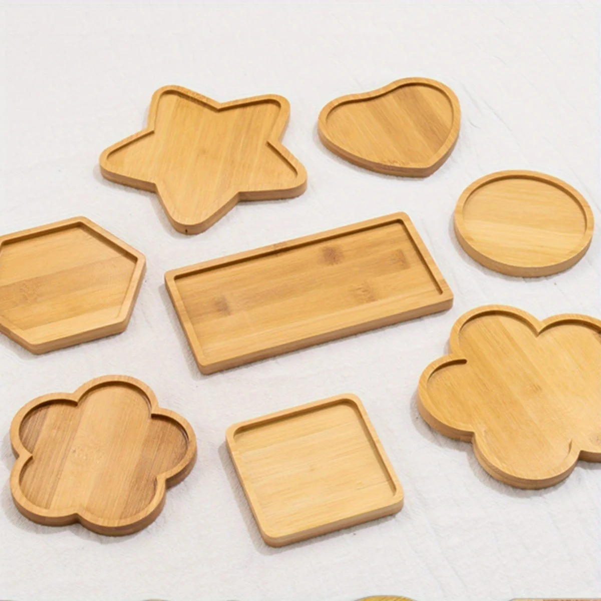 Japanese Bamboo Wooden Tray Solid Wood Rectangular Love Pentagram Bamboo Trays Decorative O-trinket Dish Teacup Barbecue Tray