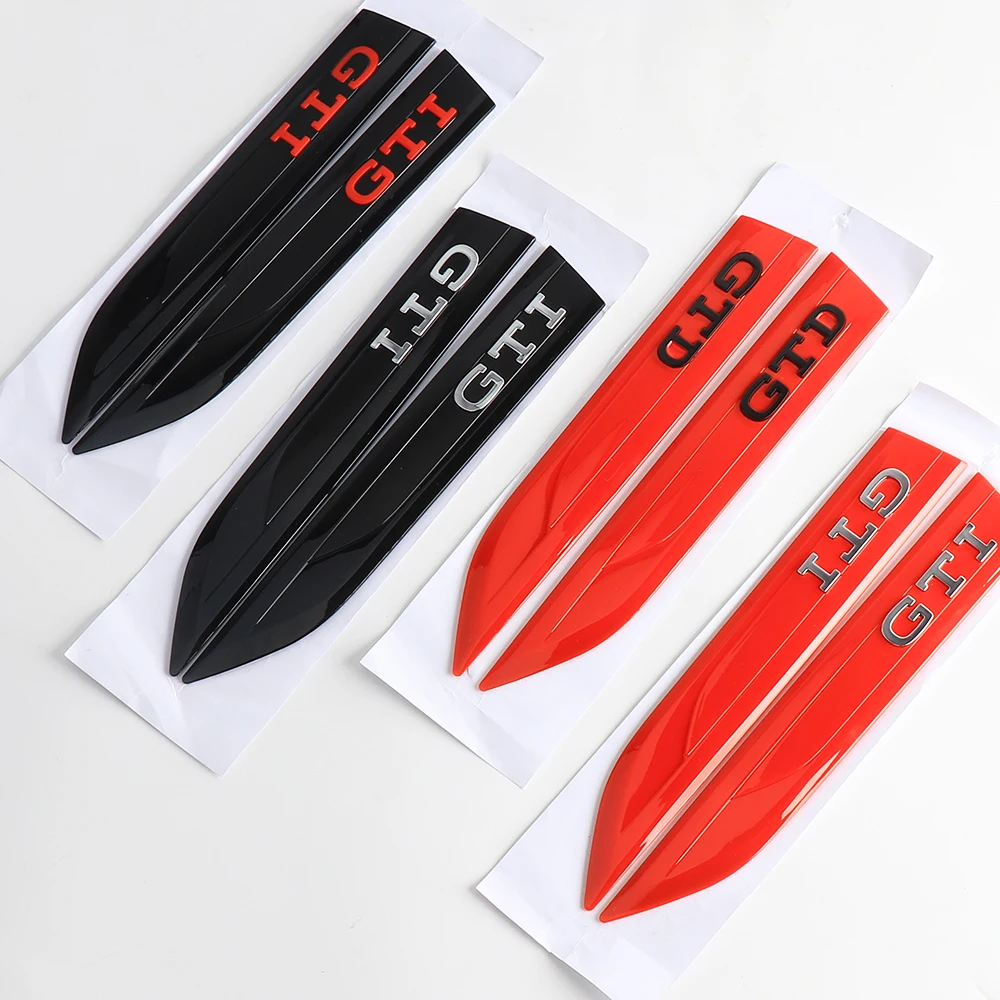 2pcs Car Fender Side Blade Emblem Sticker Auto Decorative Accessories For VW GTI GTD Golf 7 8 Polo Tiguan Jetta Touran PASSAT CC