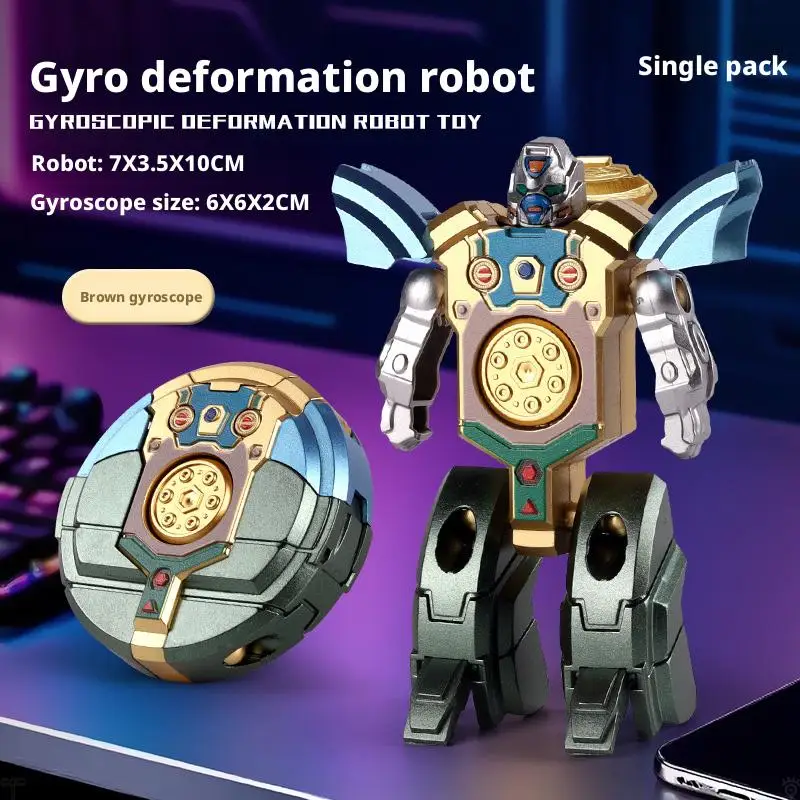 Fidget Spinner Giocattolo trasformante 2 in 1 Robot con serbatoio meccanico Giroscopio da dito, Giocattolo sensoriale rotante antistress per bambini Adulti