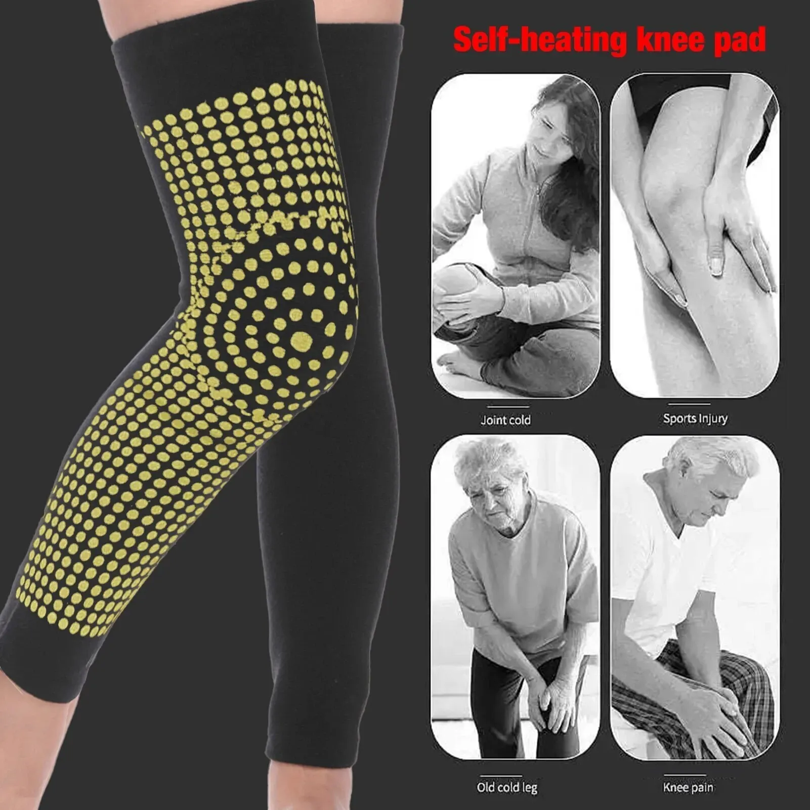 Pair Dot Heating Pads Brace Sports Kneepad Tourmae Knee Support For Arthritis Joint Pain Relief Recovery Unisex