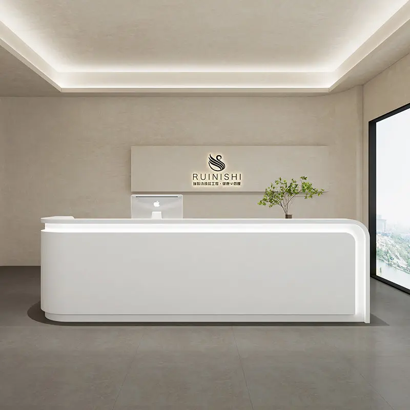 120 140 160 180 200 220 240 260 280 300cm Minimalist Baking paint reception counter Customer center bureaux de travail furniture