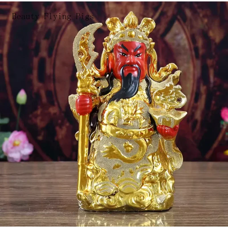 Imagem -05 - Estilo Chinês Retro Cerâmica Artes Marciais e Riqueza Deus Guan yu Estátua Decoração de Casa para Adoração Povo Feng Shui