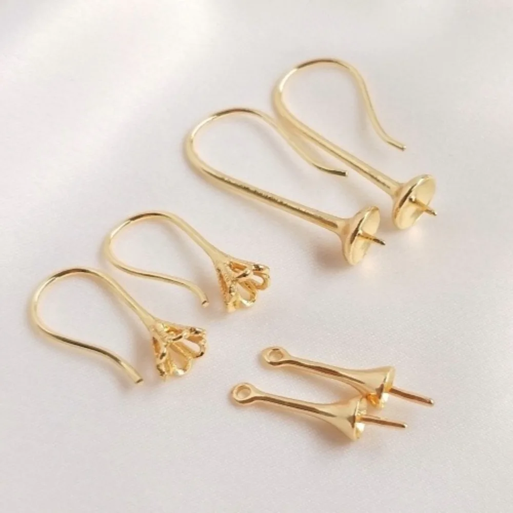 

14-каратное золото, сохраняющее цвет, игла из бисера с половиной отверстия, длинный наклеенный хрустальный жемчуг, крючок для ушей, держатель для подвески, серьги «сделай сам», материал для ювелирных изделий