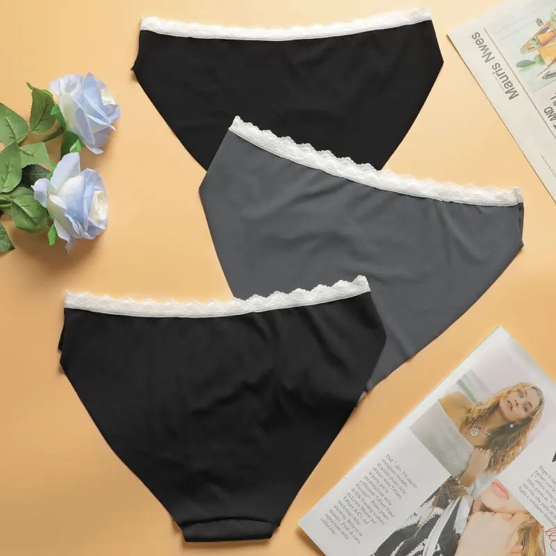 1-سراويل داخلية نسائية مريحة من الحرير الجليدي ، دانتيل منفرج مضاد للبكتيريا ، خصر منخفض ، سراويل داخلية نسائية ناعمة #2