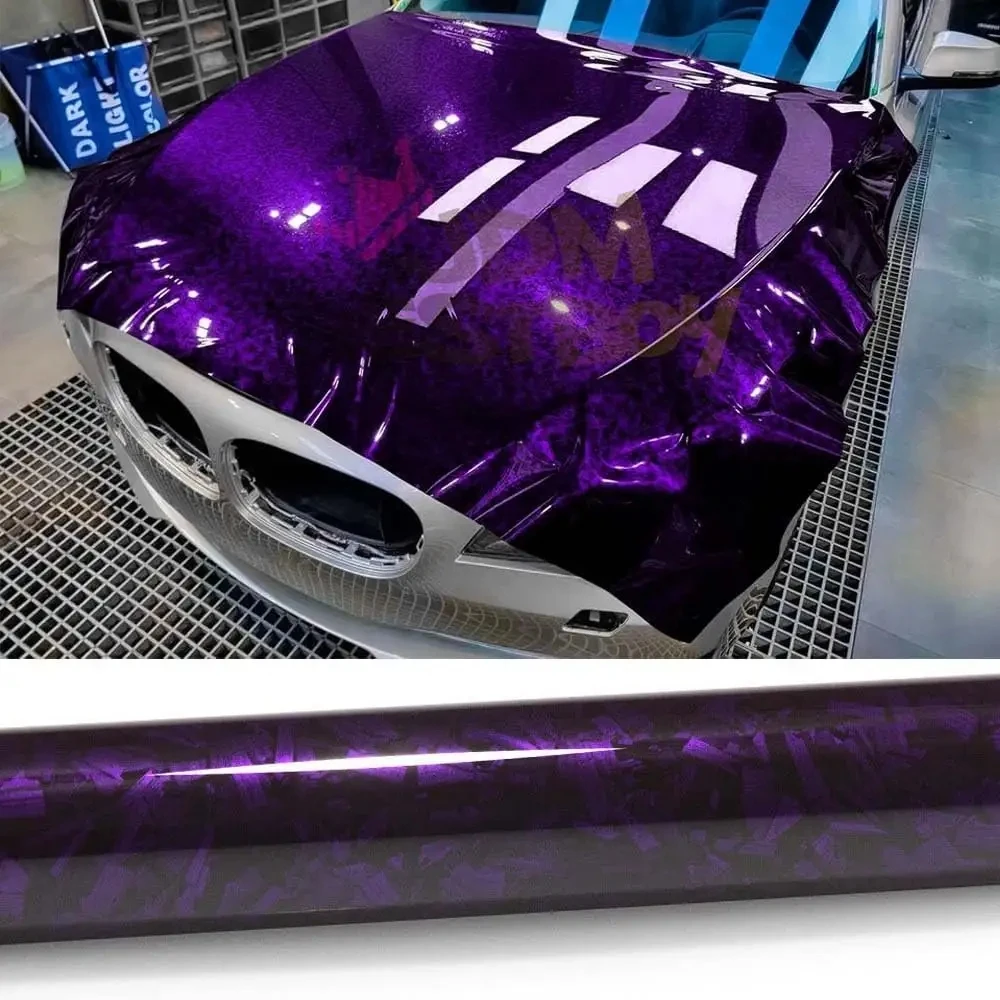 

2025 Purple Forged Gloss Carbon Fiber Vinyl Wrap Stretchable PVC Decal Sticker Film Sheet with Air Release 1 Year Warranty