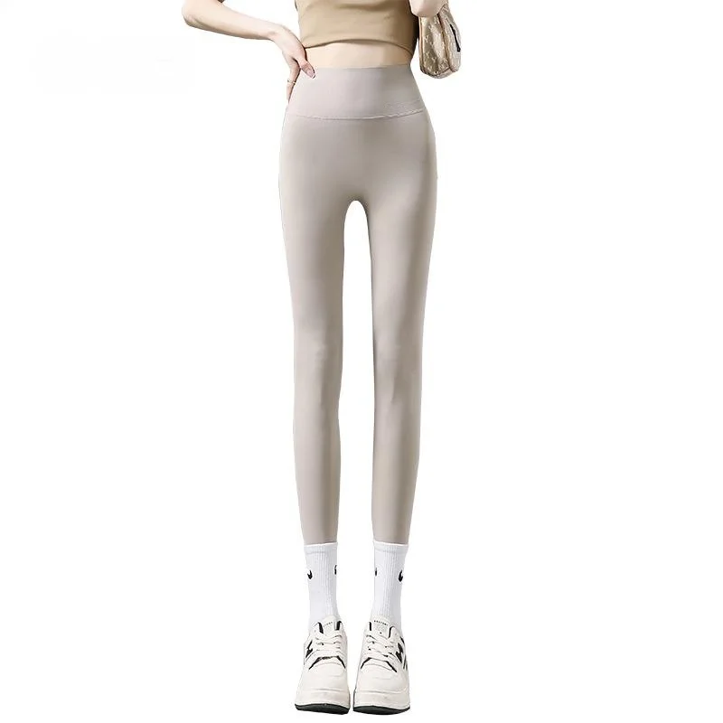 High Waist Yoga Pants Women's Thin Sports Bot Outerwear Large Size Slimming Tummy Control Butt Lifting Leggings