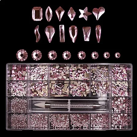 Jieniya Super Shiny 3D Rhinestone Press on Nails DIY Crystal Diamond Nail Art Set