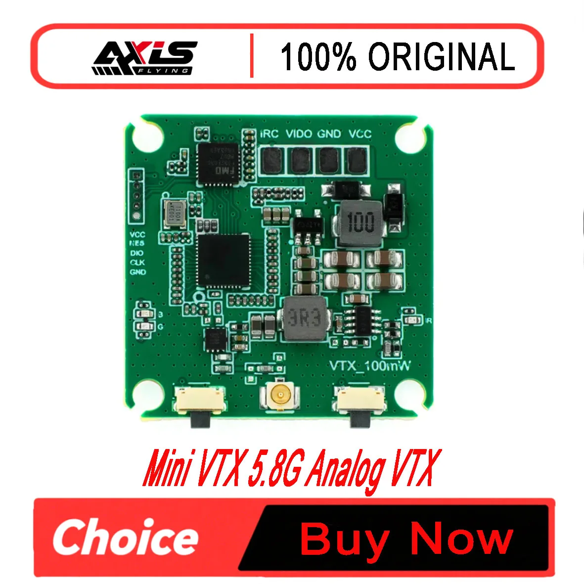 Axisflying Mini VTX 5.8G Analog Image Transmission 25.5X25.5mm 25/50/100mw Long Range VTX for FPV Freestyle RC Drone