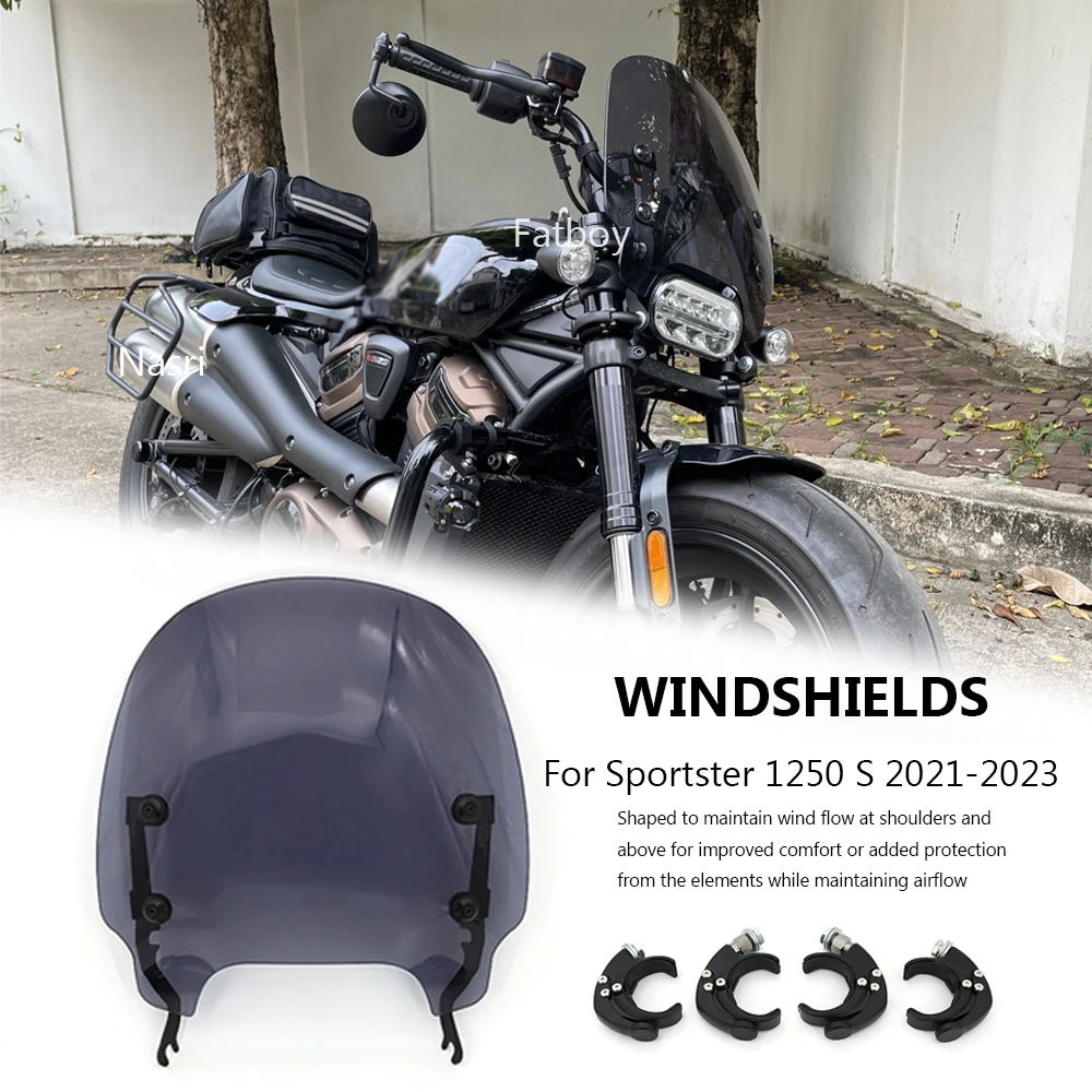 

Motorcycle Accessories Front Spoiler Quick-Release Clamps Windshield WindScreen For Harley Sportster S 1250 RH1250 S 2021-2023