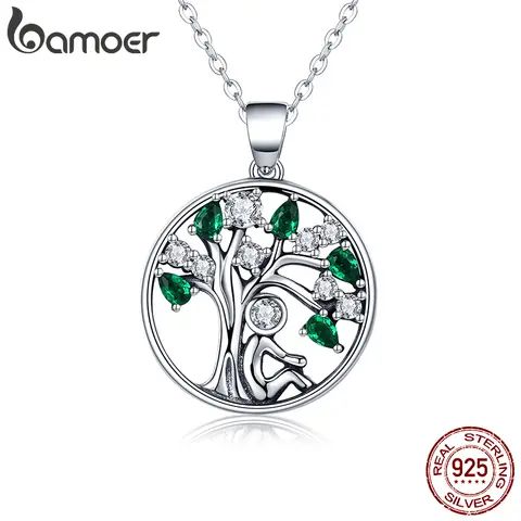 Sterling Silver Tree of Life Necklace bamoer