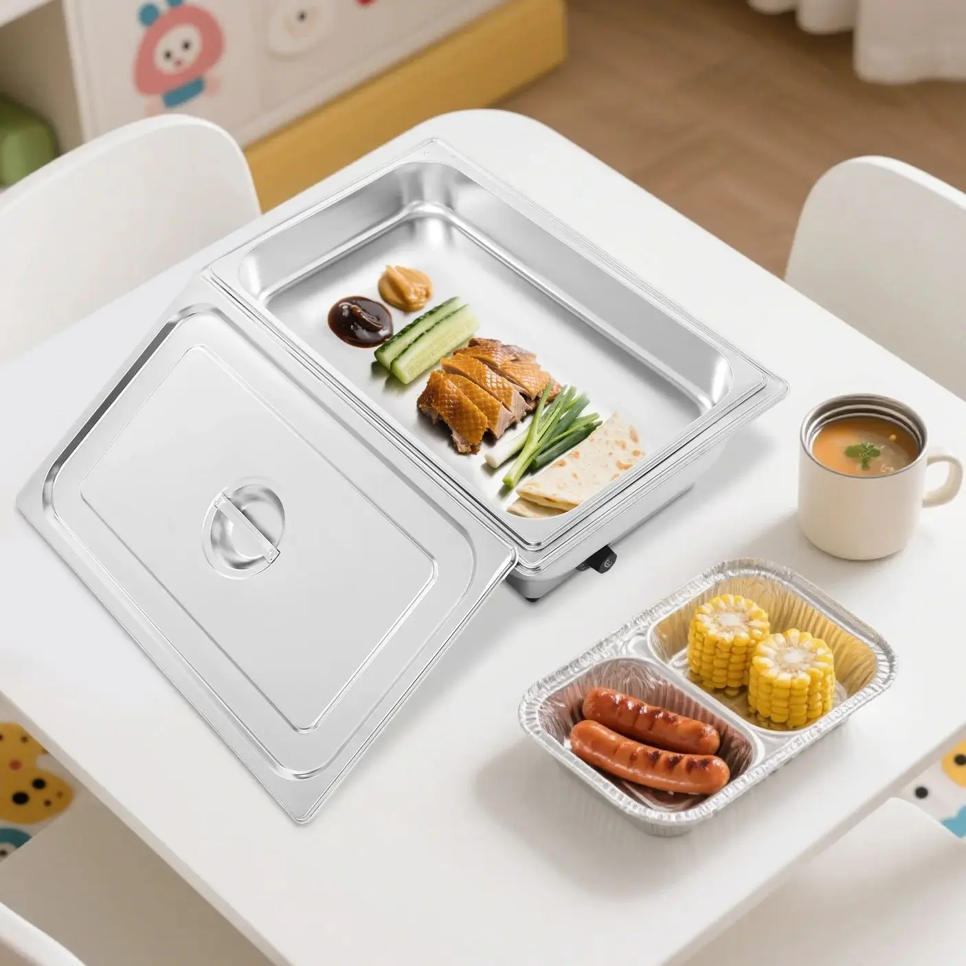 

14,27QT Шведский стол, подогреватель еды из нержавеющей стали, сервировочные шведские столы для вечеринок, кейтеринга, свадеб, банкетов