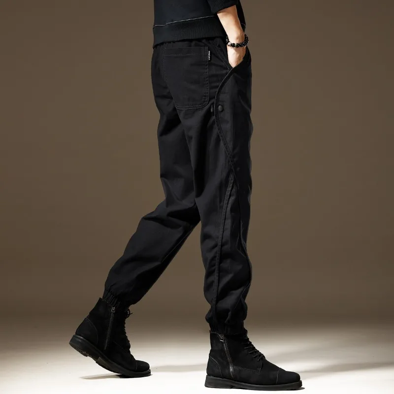 

American Trendy Brand Design Overalls Men's Spring Summer New Loose Straight Tied Feet Black Outdoor Large Size Pants Comfort