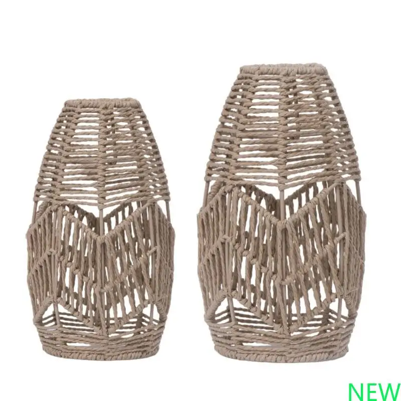 

Hand Weaved Rope Chandelier Lampshade Hanging Light Shade Ceiling Pendant Lamp Shade Covers Imitation Rattan Lampshade