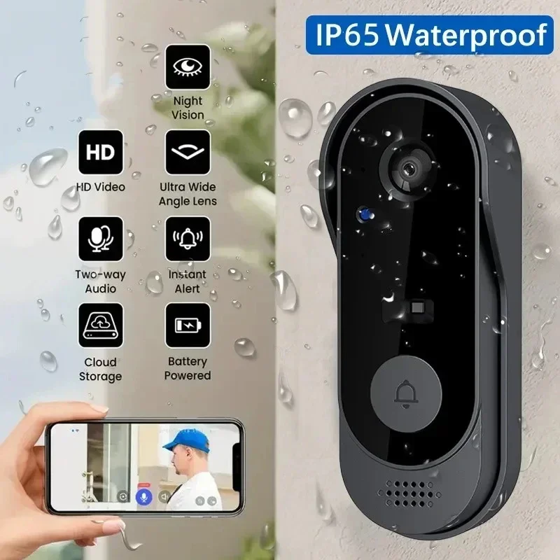 Timbre inteligente con WIFI para casa, resistente al agua, 1080P, HD, con cámara, visión nocturna IR, timbre inalámbrico, Monitor de seguridad,