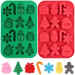 1pcsChristmas Silicone Chocolate Molds Candy Baking Moulds Handmade Snowflake Snowman Xmas Tree Gingerbread Man Santa Claus Mold