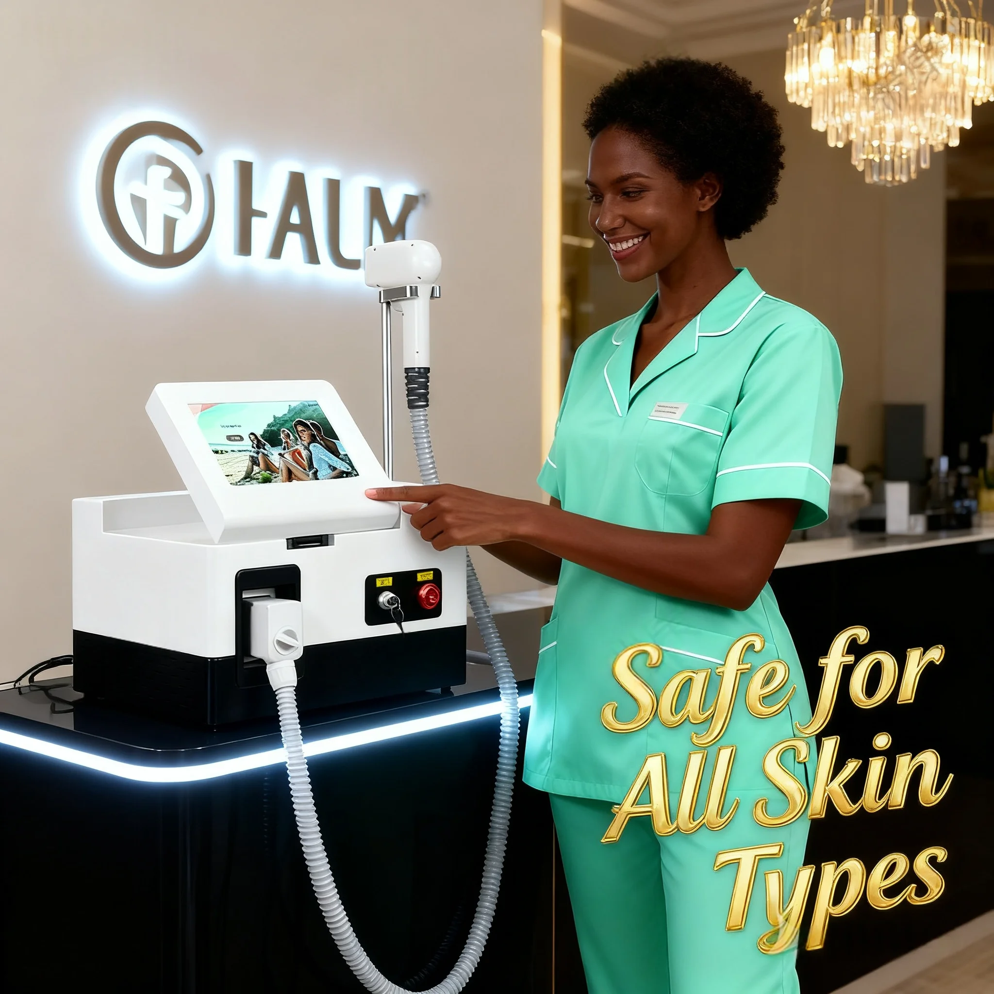 

Безболезненное полупроводниковое лазерное устройство для удаления волос с ледяным охлаждением, 755 нм, 808 нм, 1064 нм, система трехволновых длинов для гладкой кожи 07