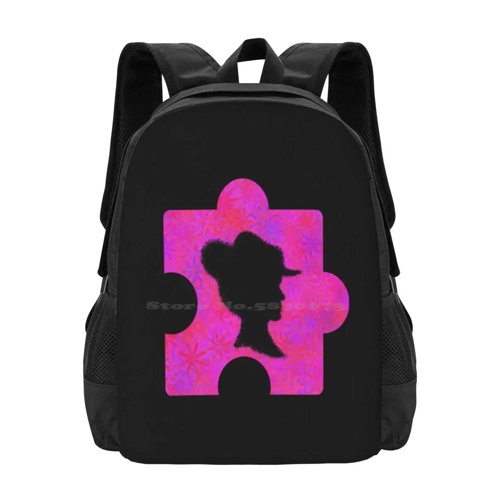 Be Connected Hot Sale Schoolbag Backpack Fashion Bags Puzzle Cleaning Part Pink Lady Mrs Woman Silhouette Connected Connections