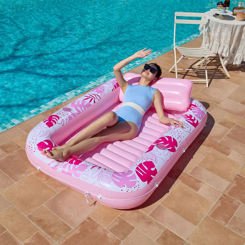 1Pcs Inflatable Floating Bed Tanning Pool Lounger Float Extra Large Pool Floats Adult Tub Raft Floatie Sunbathing Bed Lounge