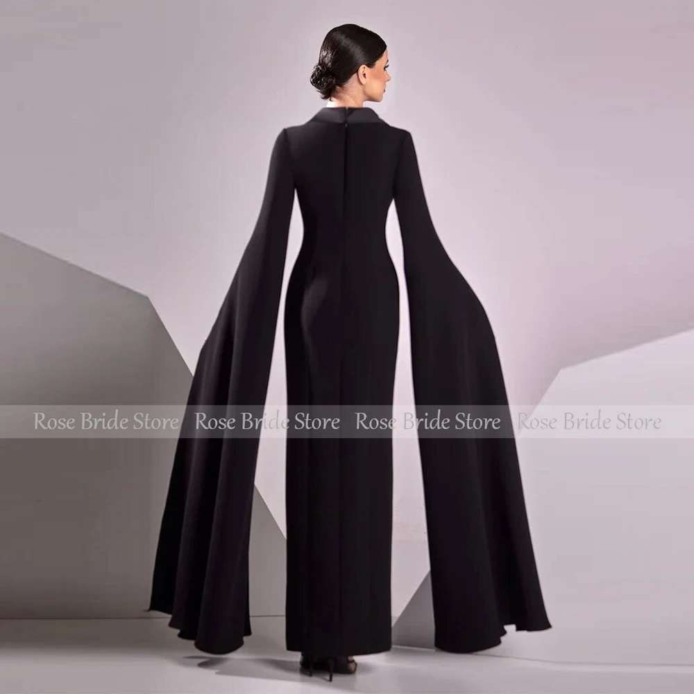 Formal Women's Evening Gowns Black Satin Button Front Fork Column V-neck Midi Dresses Bespoke Occasion Gown Gowns 2024